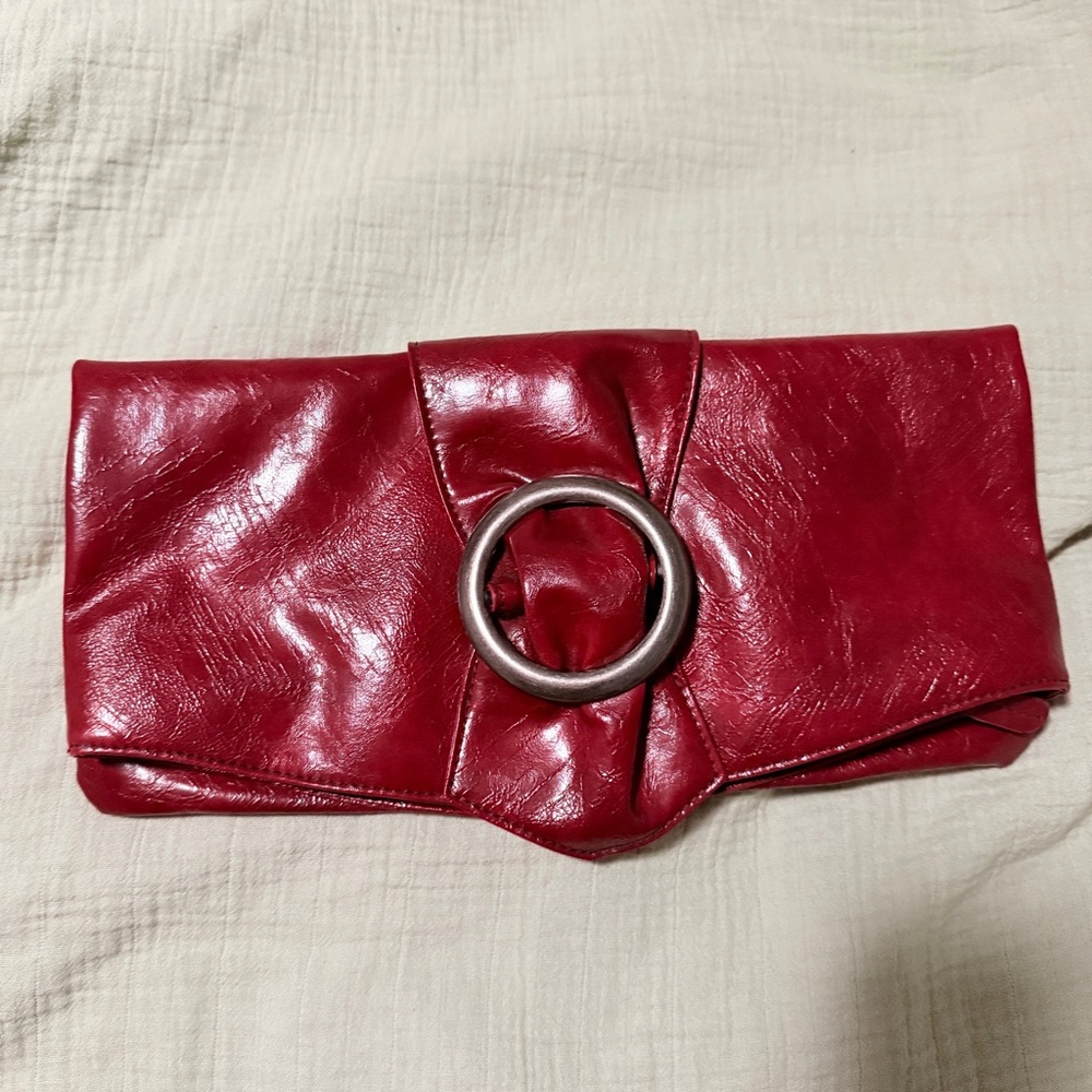 Shiraleah Red Leather Clutch with Silver Accent